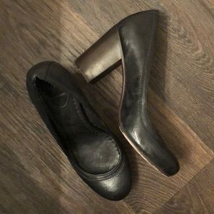Frye Carson Black Leather Block Heels Womens S 9